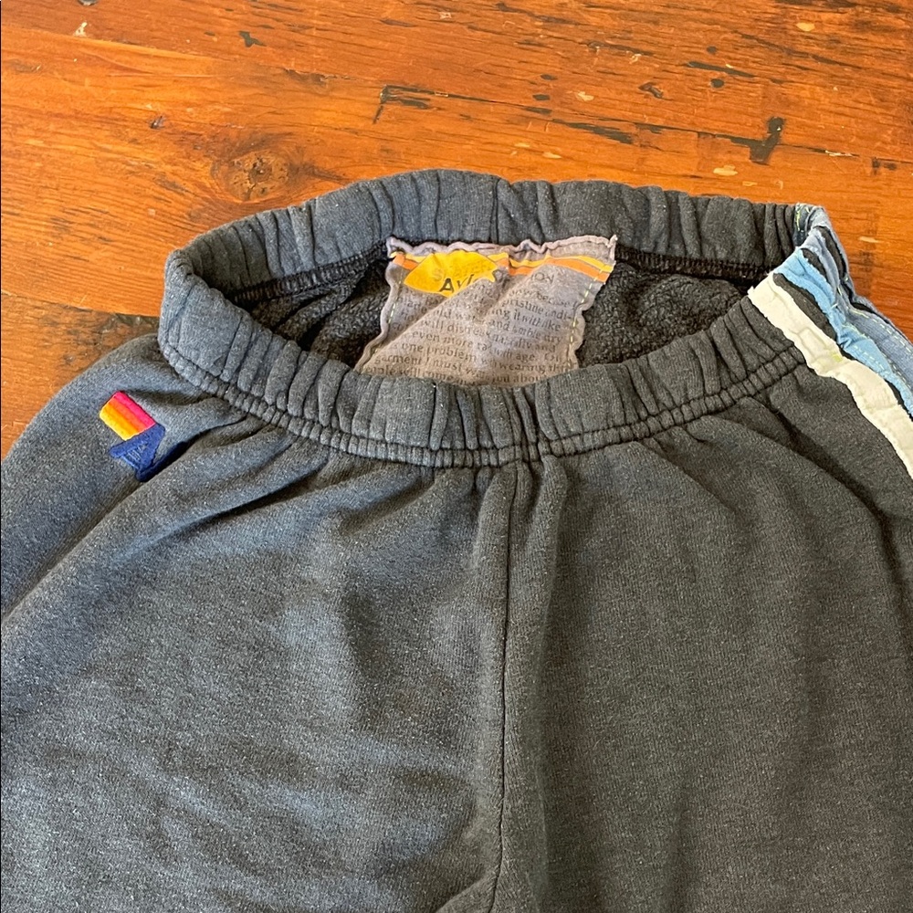 Aviator Nation Unisex Jogger Pants Blue/Grey/Light Blue Stripes